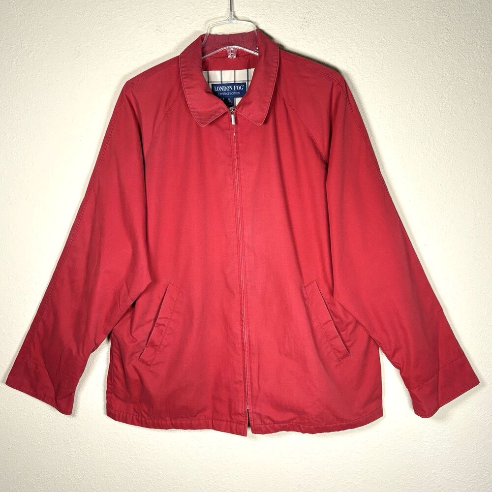 London Fog Limited Edition Mens XL Red Jacket Full Zip Lined Pockets No Hood